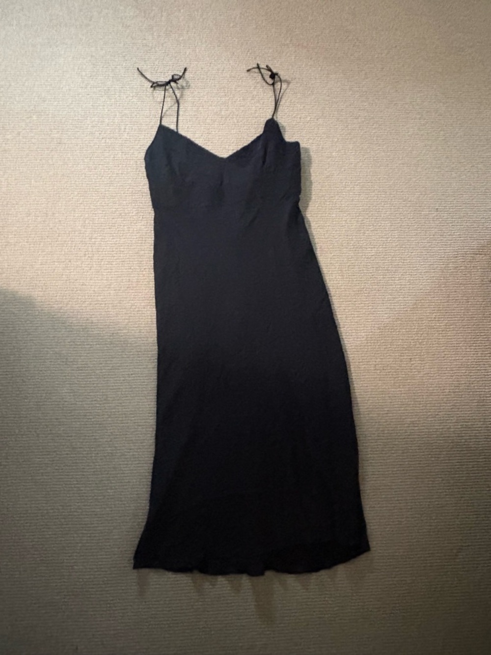 J Crew Black Spaghetti Strap Slip Dress silk size 12
